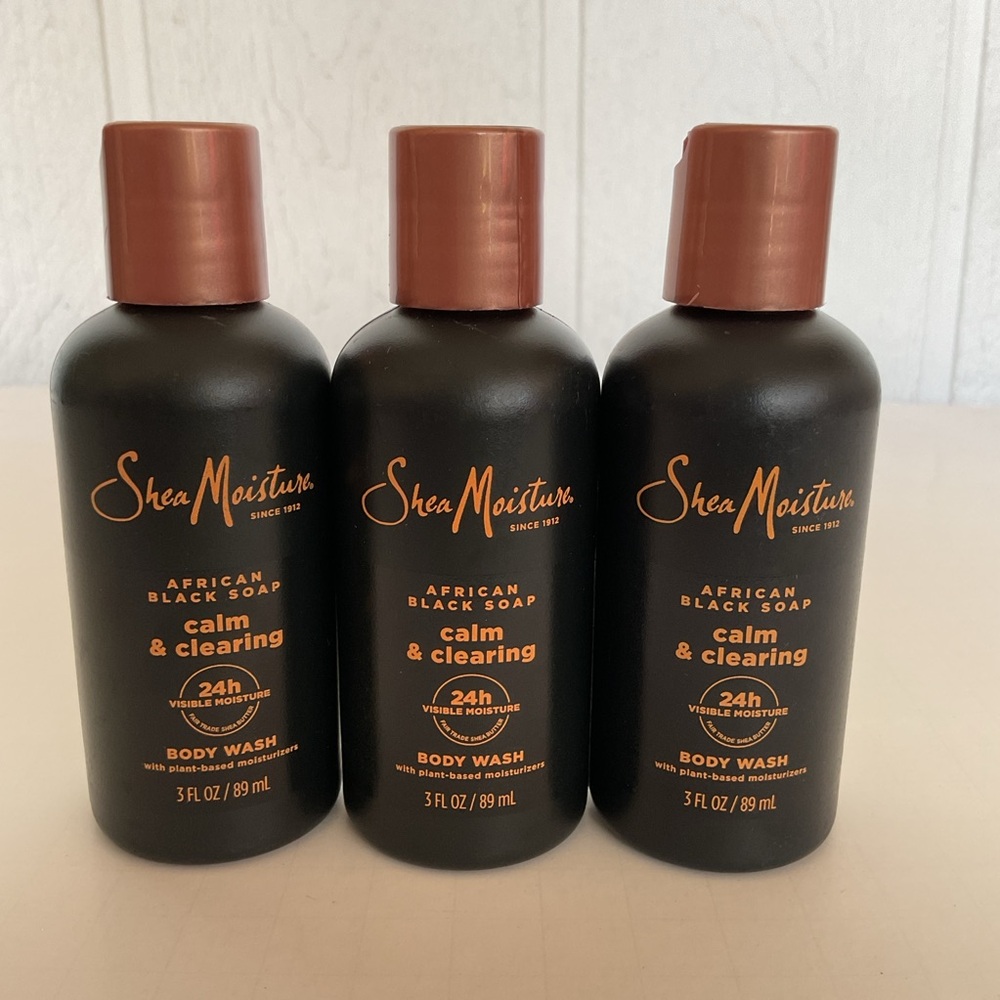 Shea Moisture African Black Soap Body Wash 3 Deluxe travel Size